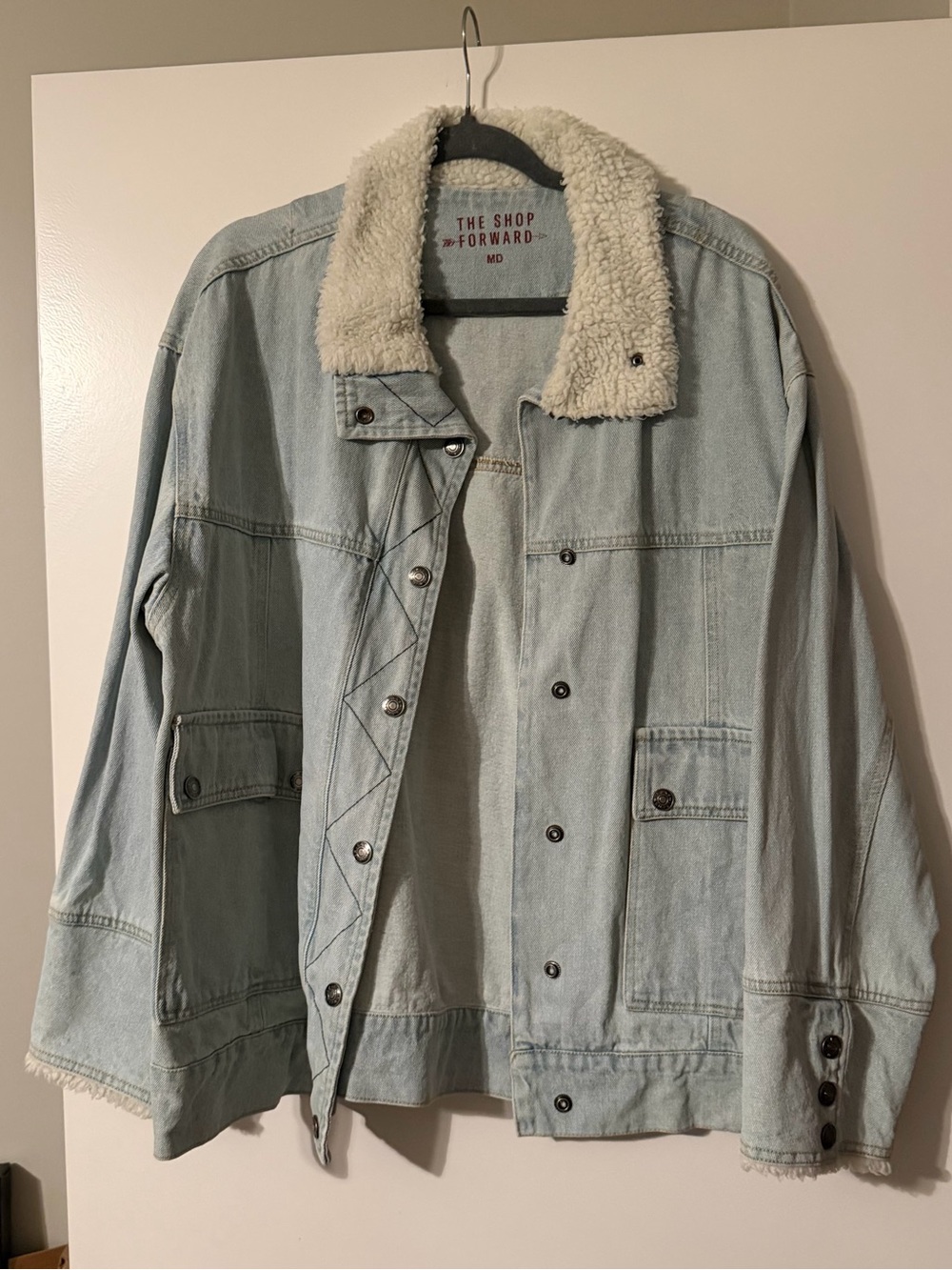 Light Blue Sherpa Collar Denim Jacket